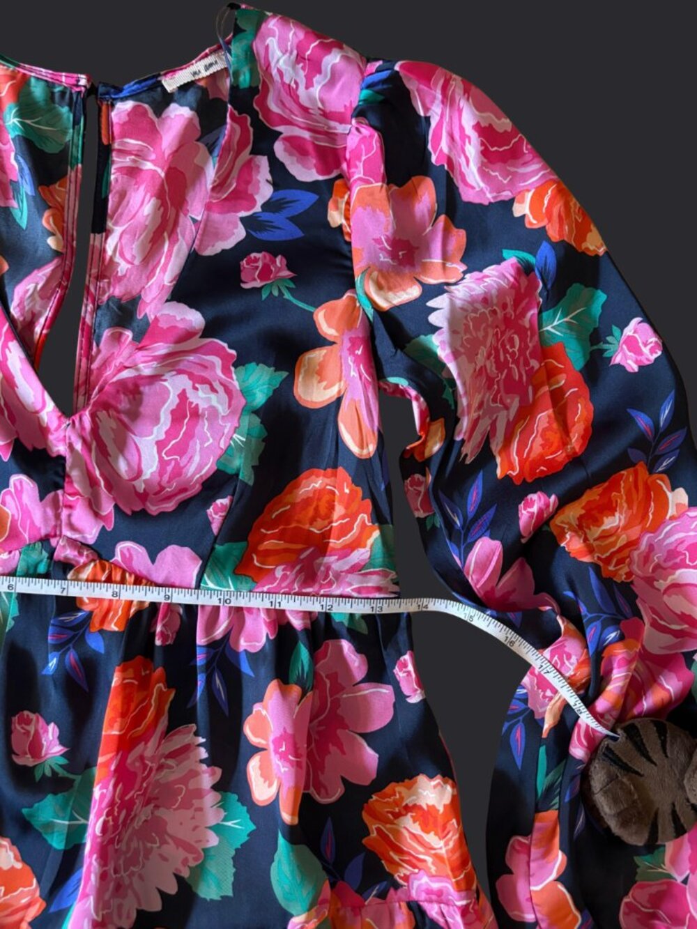 Mi Ami Floral Mini Dress XXS Tiered Long Sleeve Open Back Boho Retro - Picture 8 of 10